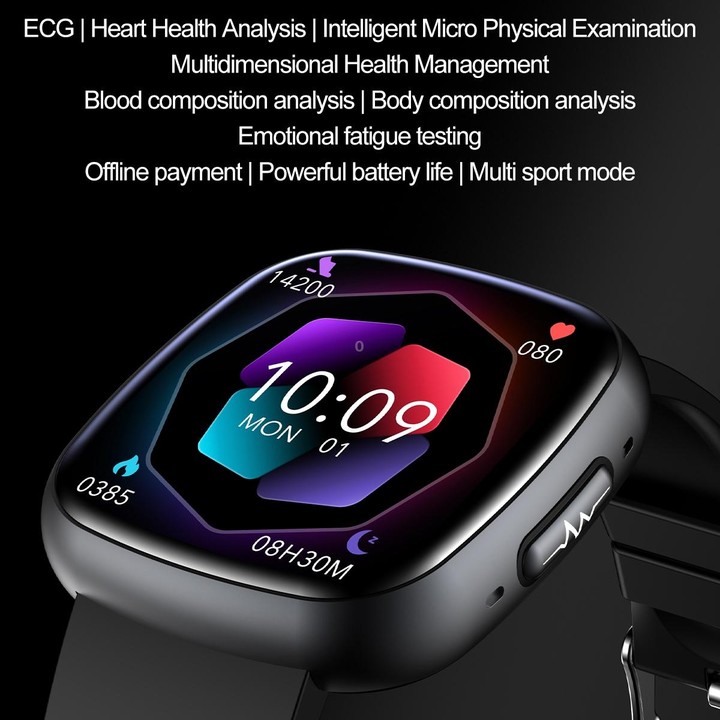 ET593 1.75 inch IPS Square Screen Smart Watch, ECG Electrocardiogram / Blood Sugar Monitoring(Pink)