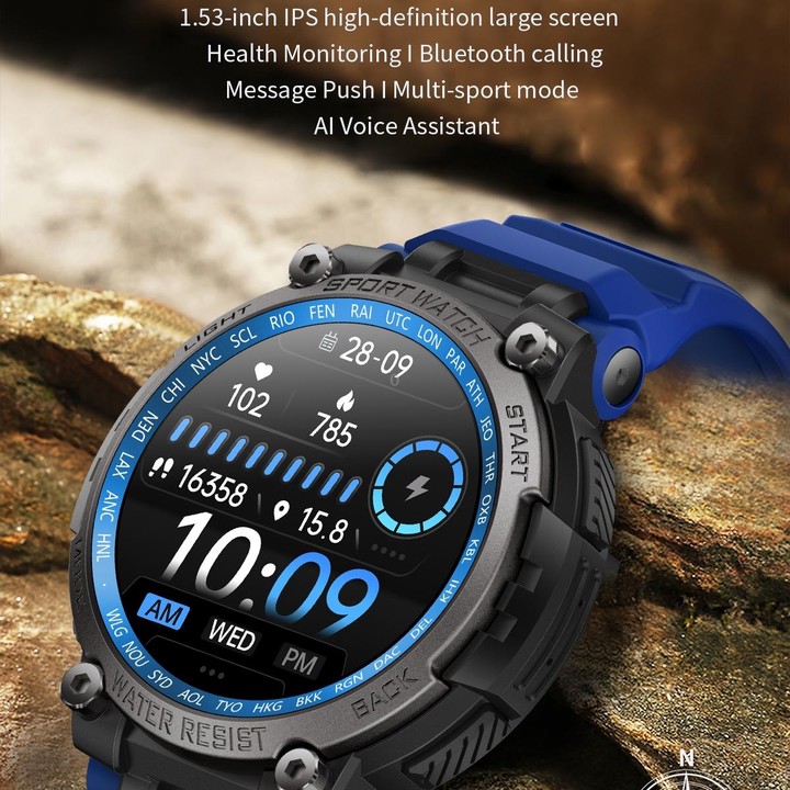 LC17 1.53 inch TFT Round Screen Sports Smart Watch, Heart Rate / Blood Oxygen / Blood Pressure(Blue)