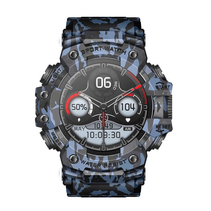 LC21 1.32 inch TFT Round Screen Sports Smart Watch Supports Blood Oxygen Monitoring/Call Reminder(Camouflage Blue)