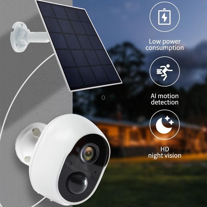 Graffit Version Home Ultra-HD Solar Panel Wireless WiFi Surveillance Camera, Memory Card:Without Memory(EU Plug)