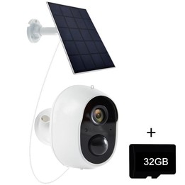Graffit Version Home Ultra-HD Solar Panel Wireless WiFi Surveillance Camera, Memory Card:32GB(EU Plug)