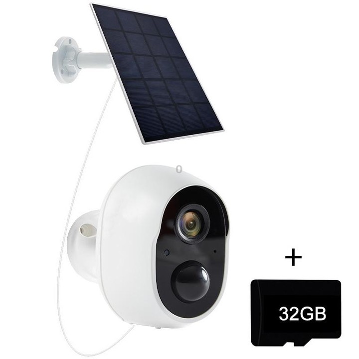Graffit Version Home Ultra-HD Solar Panel Wireless WiFi Surveillance Camera, Memory Card:32GB(EU Plug)