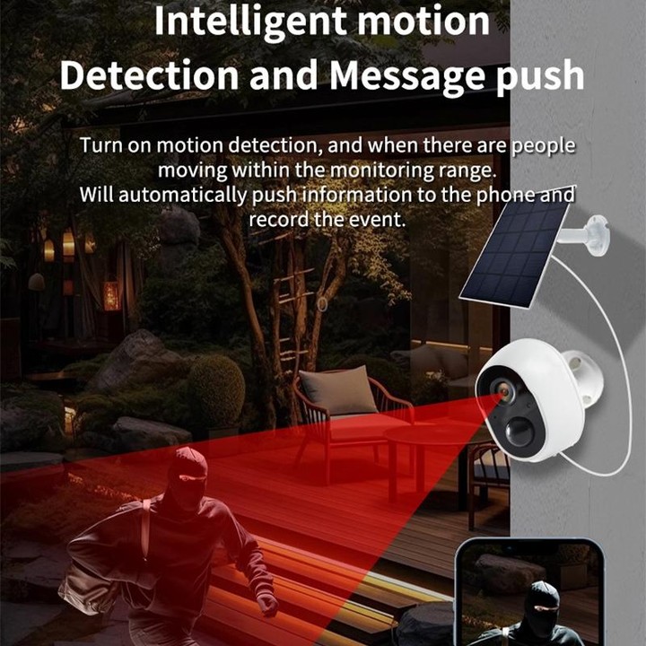 Graffit Version Home Ultra-HD Solar Panel Wireless WiFi Surveillance Camera, Memory Card:128GB(EU Plug)