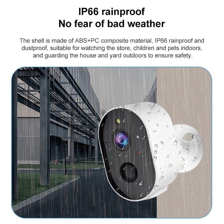 3MP Home Outdoor HD Wireless Surveillance Camera, WiFi Version+5200mAh Battery+Tuya APP(No Plug)