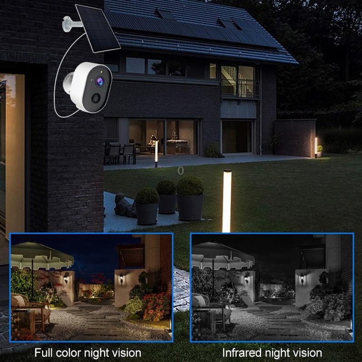 3MP Graffit Version Outdoor HD Solar Panel Wireless WiFi Surveillance Camera, Memory Card:128GB(US Plug)