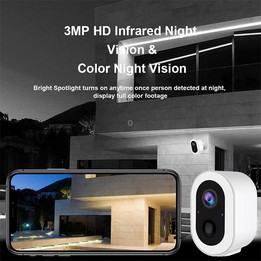 WiFi Tuya Smart Version HD Low Power Consumption Battery Camera, EU Plug, Memory Card:64GB(White)