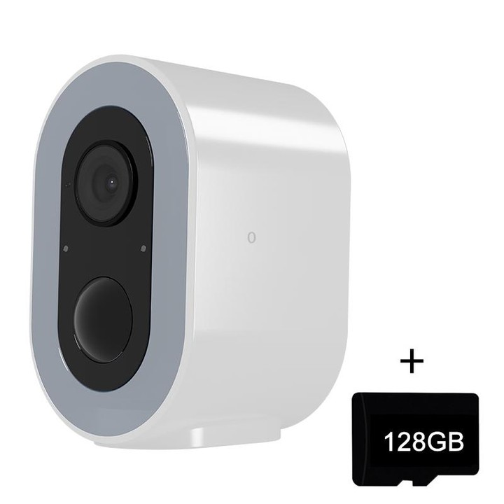 WiFi Tuya Smart Version HD Low Power Consumption Battery Camera, EU Plug, Memory Card:128GB(White)