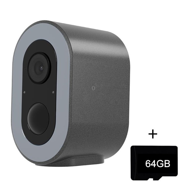 WiFi Tuya Smart Version HD Low Power Consumption Battery Camera, US Plug, Memory Card:64GB(Grey)