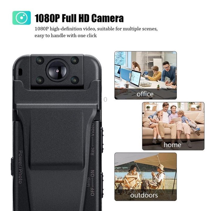 Z7 1080P HD Night Vision Magnetic Video Recorder with Back Clip(Black)