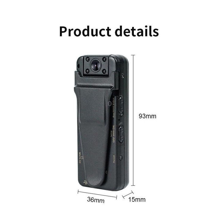 Z7 1080P HD Night Vision Magnetic Video Recorder with Back Clip(Black)