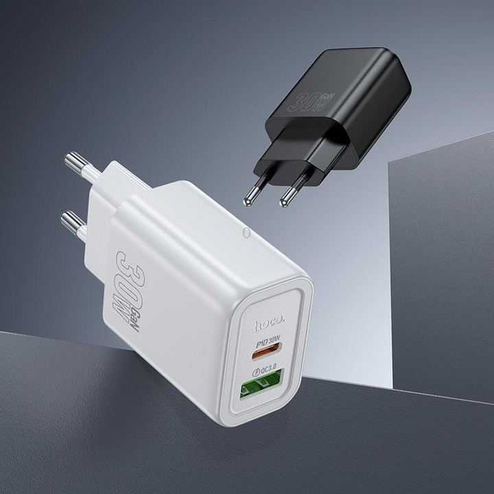hoco N63 PD30W+QC3.0 Charger Set with 1m Type-C to Type-C Cable, Specification:EU Plug(White)