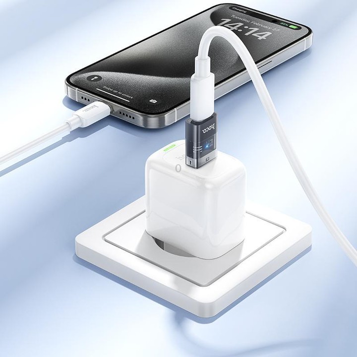 hoco UA36C USB Male to USB-C / Type-C Female OTG Transparent Adapter(Black)