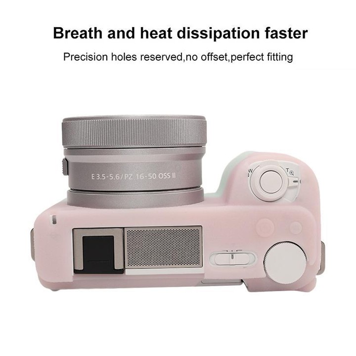 For Sony ZV-E10 II / ZV-E10M2 Litchi Texture Soft Silicone Protective Case(Jelly Pink Green)