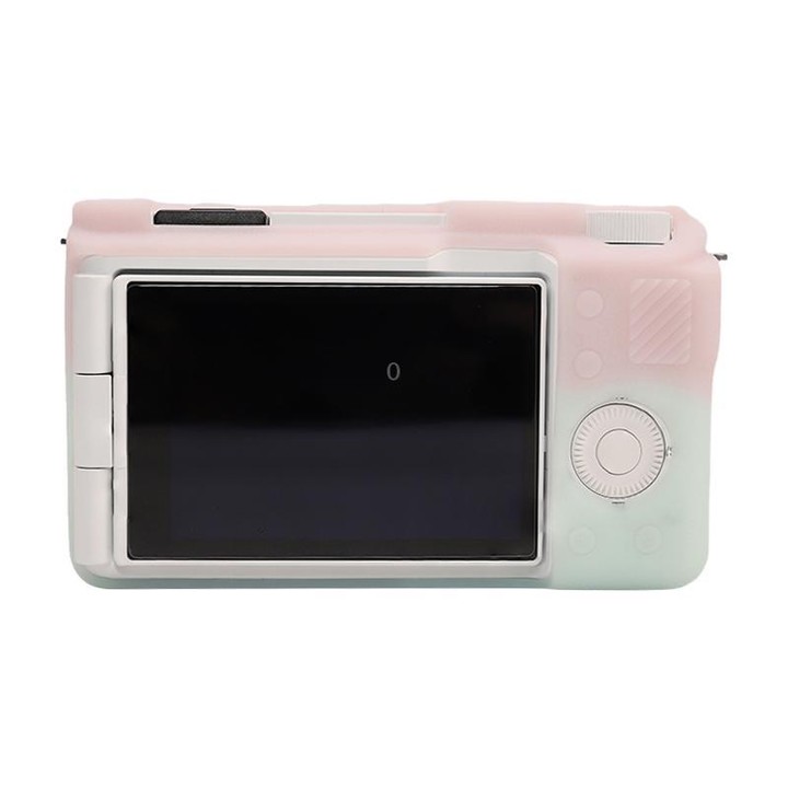 For Sony ZV-E10 II / ZV-E10M2 Litchi Texture Soft Silicone Protective Case(Jelly Pink Green)