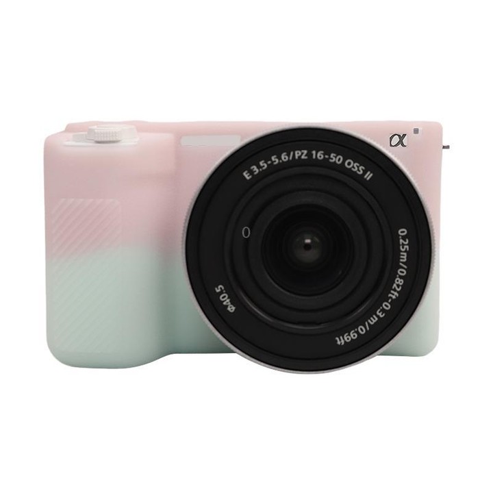 For Sony ZV-E10 II / ZV-E10M2 Litchi Texture Soft Silicone Protective Case(Jelly Pink Green)