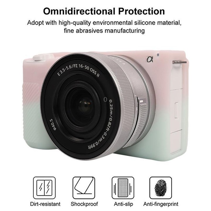 For Sony ZV-E10 II / ZV-E10M2 Litchi Texture Soft Silicone Protective Case(Jelly Pink Green)