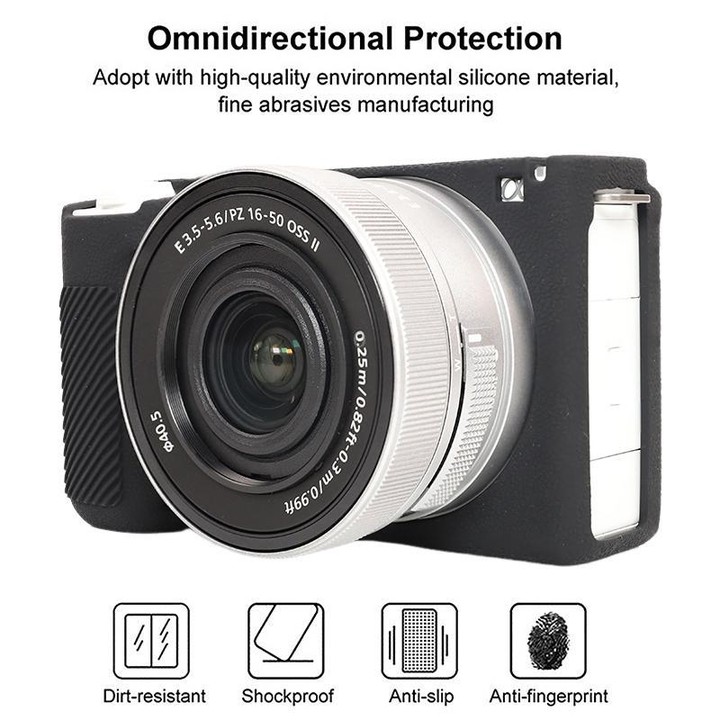 For Sony ZV-E10 II / ZV-E10M2 Litchi Texture Soft Silicone Protective Case(Black)