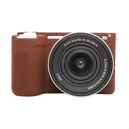 For Sony ZV-E10 II / ZV-E10M2 Litchi Texture Soft Silicone Protective Case(Coffee)