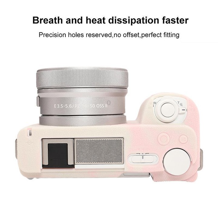For Sony ZV-E10 II / ZV-E10M2 Litchi Texture Soft Silicone Protective Case(Mist Pink)