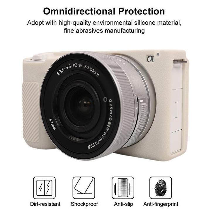 For Sony ZV-E10 II / ZV-E10M2 Litchi Texture Soft Silicone Protective Case(Beige)