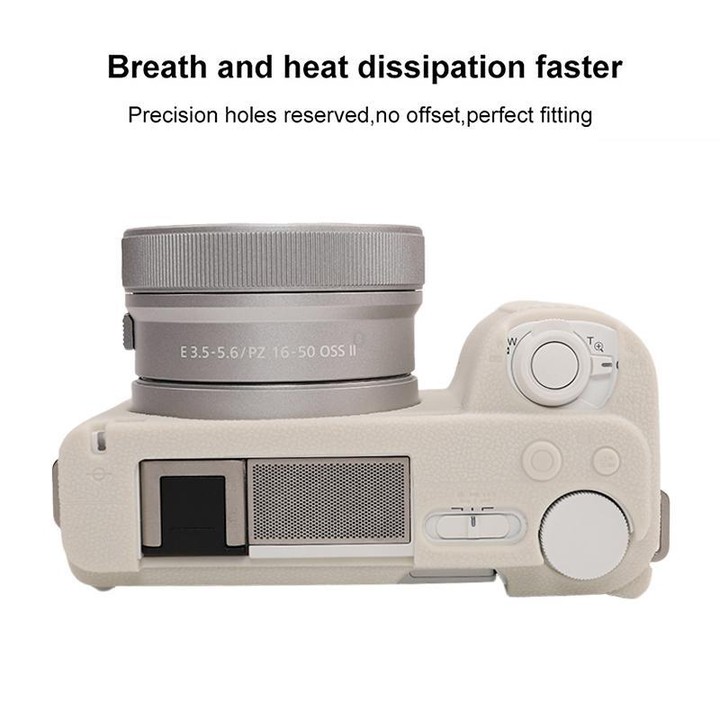 For Sony ZV-E10 II / ZV-E10M2 Litchi Texture Soft Silicone Protective Case(Beige)