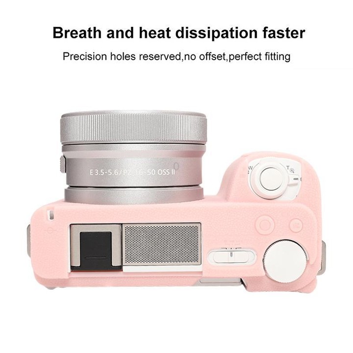 For Sony ZV-E10 II / ZV-E10M2 Litchi Texture Soft Silicone Protective Case(Light Pink)