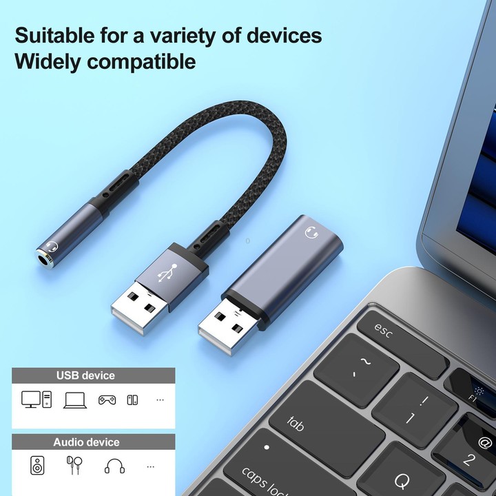 USB Male to 3.5mm Female Audio Adapter(Grey)
