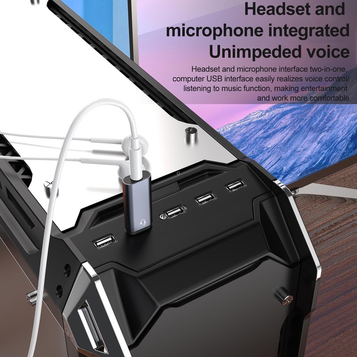 2pcs / Set USB Male to 3.5mm Female Audio Adapter & Cable(Grey)
