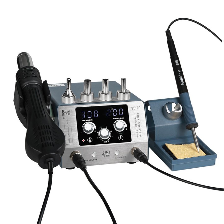 Kaisi 8512P 2 in 1 Constant Temperature Digital Display Hot Air Gun Soldering Iron Rework Station, Plug:AU Plug
