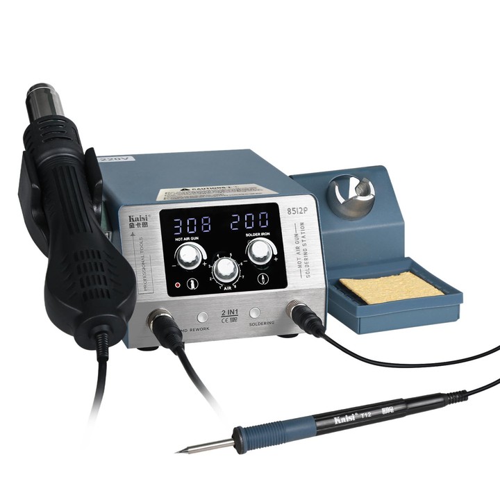 Kaisi 8512P 2 in 1 Constant Temperature Digital Display Hot Air Gun Soldering Iron Rework Station, Plug:UK Plug