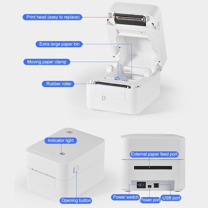 HPRT D35 Bluetooth Version Express Electronic Waybill Printer, Plug:US Plug(White)
