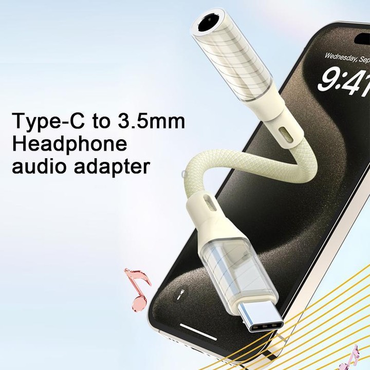 09U-JT Type-C to 3.5mm Earphone Audio Adapter(Apricot)