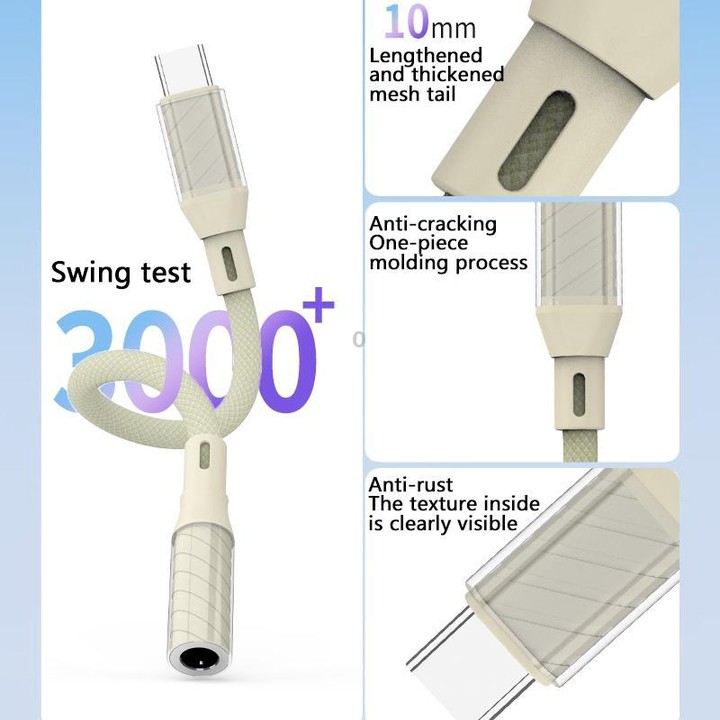 09U-JT Type-C to 3.5mm Earphone Audio Adapter(Apricot)