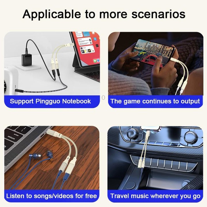60W 2 in 1 Type-C to Type-C and 3.5mm Audio Adapter(Apricot)