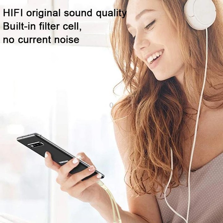 60W 2 in 1 Type-C to Dual Type-C Audio Adapter(Apricot)