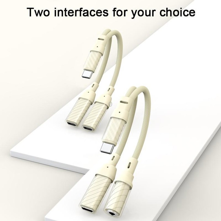 60W 2 in 1 Type-C to Dual Type-C Audio Adapter(Apricot)