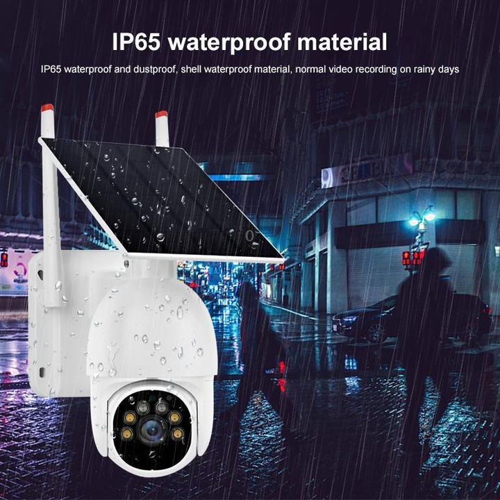 1080P Outdoor Low Power Solar Panel HD WiFi Surveillance Camera, with Battery(White)