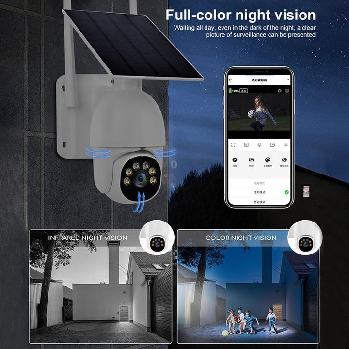 1080P Outdoor Low Power Solar Panel HD WiFi Surveillance Camera, without Battery(White)