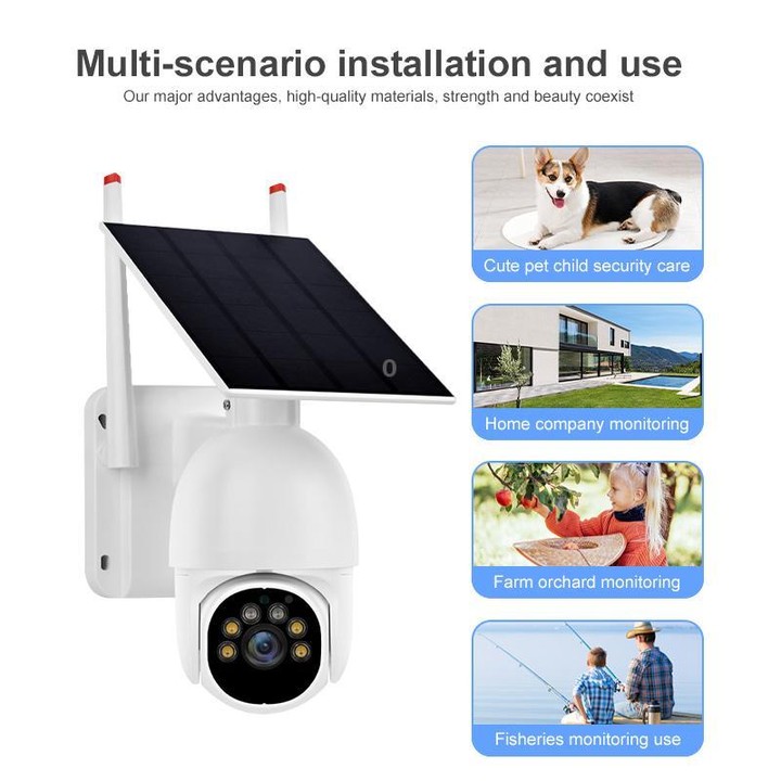 1080P Outdoor Low Power Solar Panel HD WiFi Surveillance Camera, without Battery(White)
