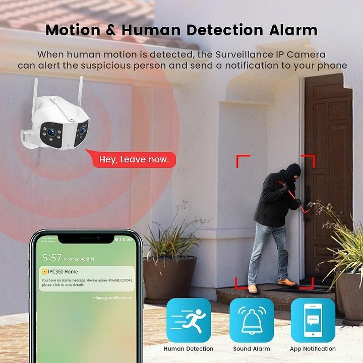 K13 1080P HD Binocular Night Vision Wide Angle Camera(White)