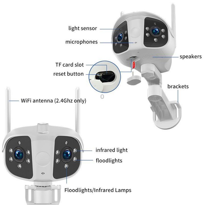 K13 1080P HD Binocular Night Vision Wide Angle Camera(White)