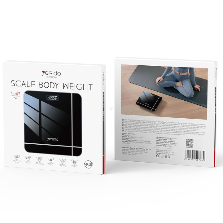 Yesido MG10 Smart Electronic Weight Scale, Size: 28x28x2.35cm(Black)