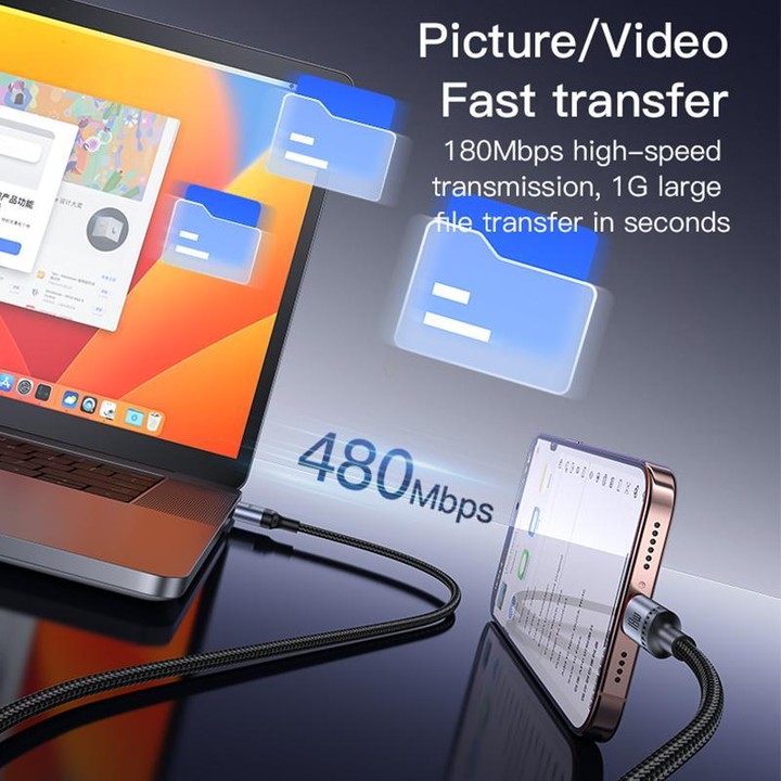 Yesido CA129C 18W 3A USB to USB-C / Type-C Charging Data Cable, Length: 1.2m(Black)