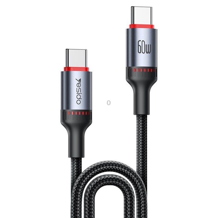 Yesido CA183 PD60W 3A USB-C / Type-C to USB-C / Type-C Charging Data Cable, Length: 2m(Black)
