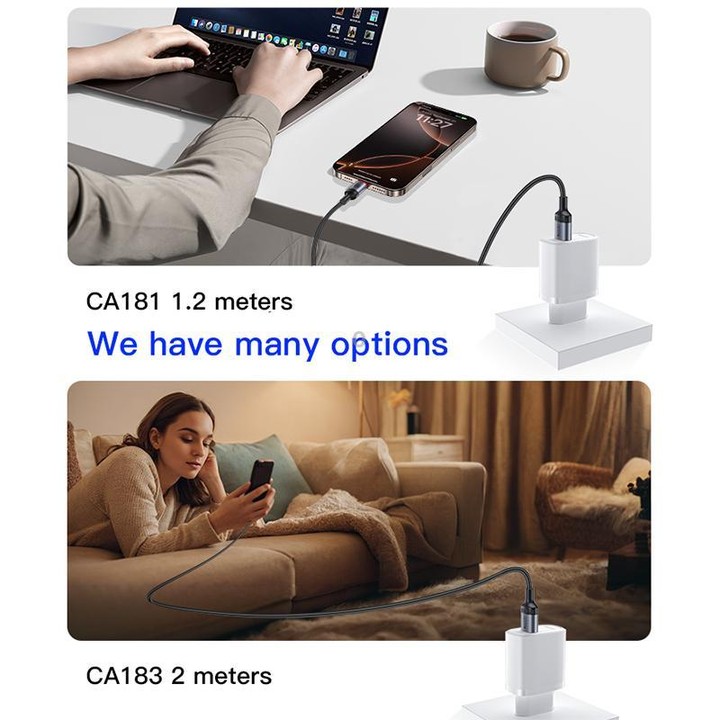 Yesido CA183 PD60W 3A USB-C / Type-C to USB-C / Type-C Charging Data Cable, Length: 2m(Black)