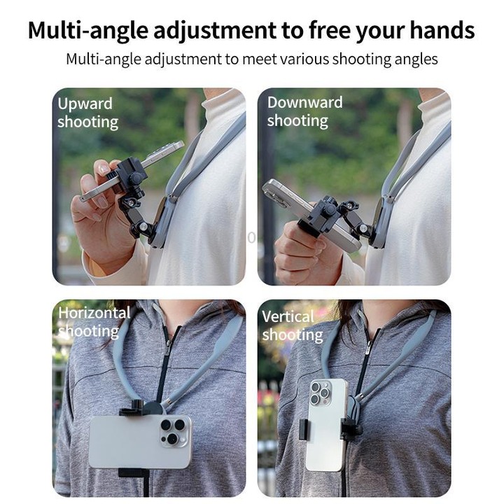 Magnetic Neck Mount Anti-shake Bracket, Type:4 in 1 Phone Clamp