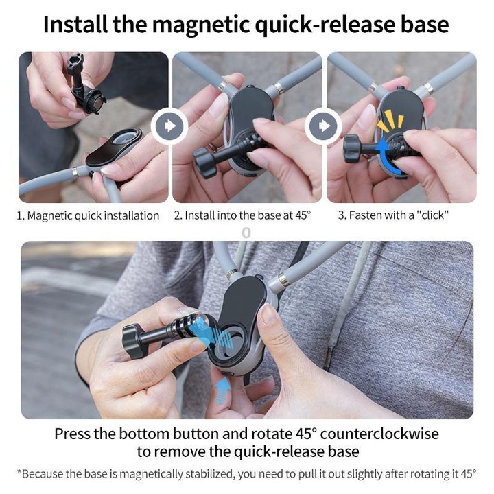 Magnetic Neck Mount Anti-shake Bracket, Type:3 in 1 1/4 Adapter