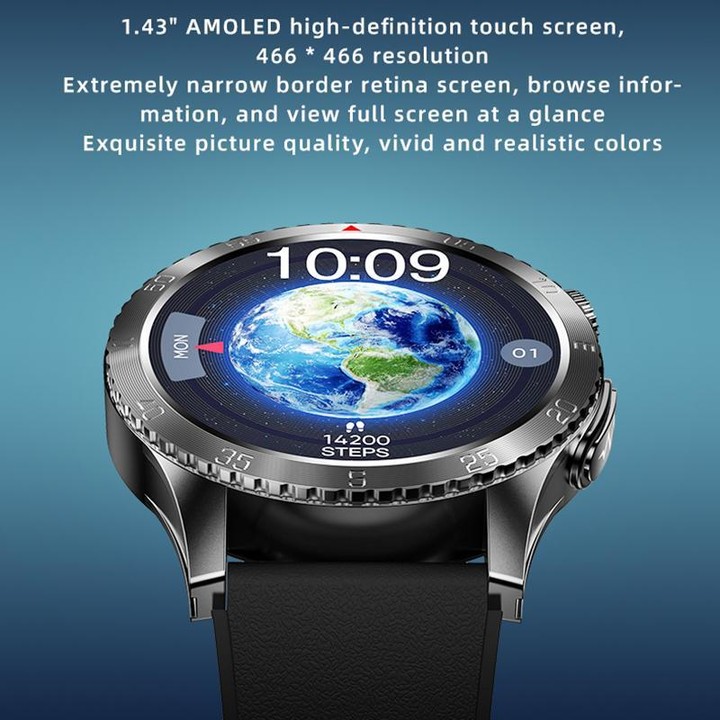 H9 1.43 inch Silicone Strap ECG Smart Watch Supports Bluetooth Calls/Smart Voice Assistant(Blue)