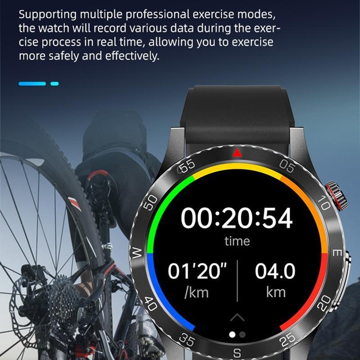 H9 1.43 inch Leather Strap ECG Smart Watch Supports Bluetooth Calls/Smart Voice Assistant(Black)