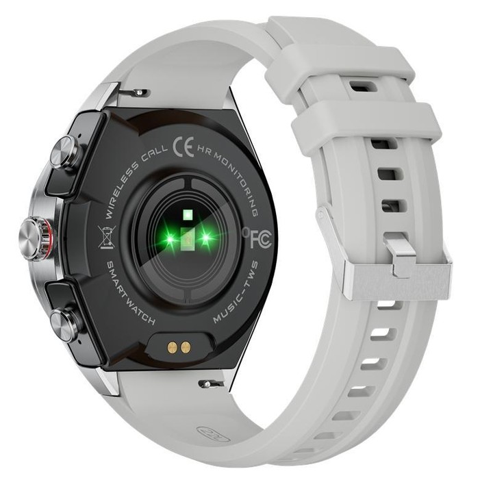 G97 1.53 inch Round Screen 2 in 1 Bluetooth Earphone Silicone Strap Smart Watch Supports Bluetooth Calls(Silver)